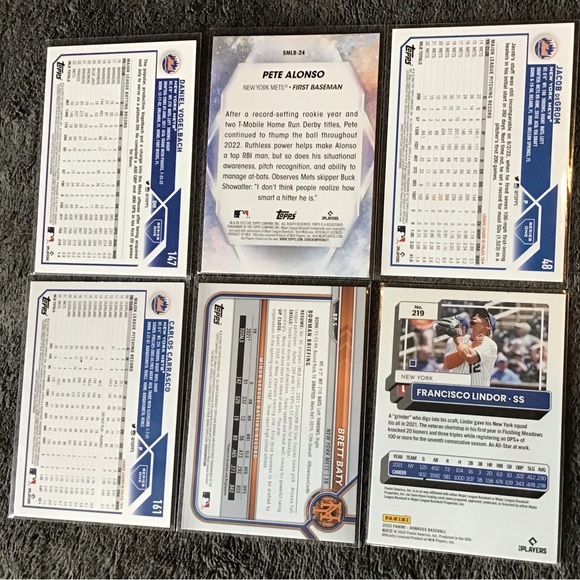 Topps 2023 Series I-Mets-Alsonso-Vogelbach-Lindor-Brett Baty-Carrasco-Ja… - Picture 2 of 2